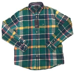 Crown & Ivy Mens Medium Plaid Button Down Shirt NWT Green Classic